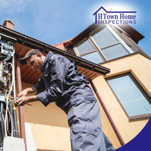 HVAC technician inspecting an outdoor unit of a home’s air conditioning system.